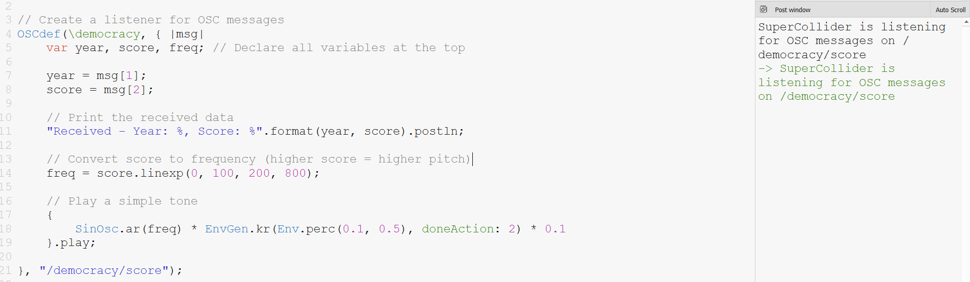 SuperCollider Democracy score excerpt