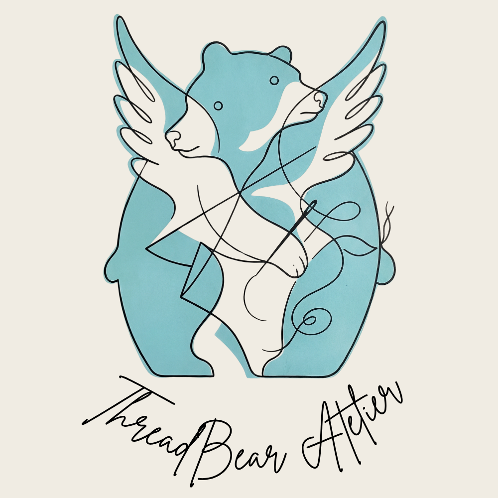 ThreadBear Atelier logo with three overlapping bears connected by thread